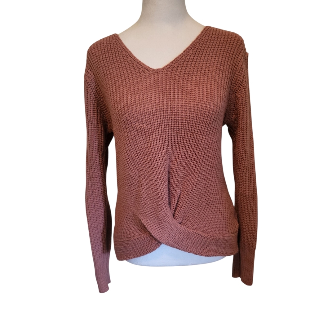 Poof Twist Front Sweater Rose sz M